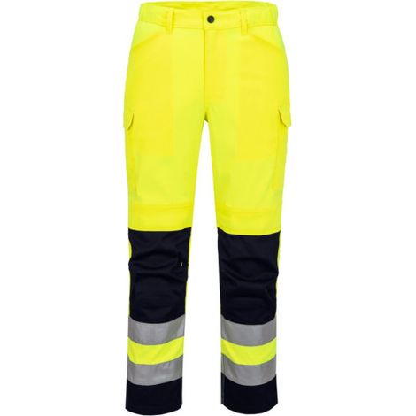 Pantalones con panel de malla de alta visibilidad T143 32 Amarillo/Marino (1/2)