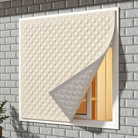 1 pc Film pour Fenêtres Anti Froid, Rideaux Occultants de Salle de Bain en Hiver, Stores Enrouleurs Réutilisables(Beige,100x120cm) (1/4)
