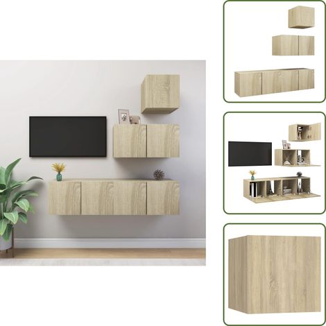Ensemble de meubles TV 4 pcs Chêne sonoma Bois d'ingénierie - Meuble Tv - Meuble Tv Mural - Meuble Tv Suspendu - Salon - Rangement (1/5)