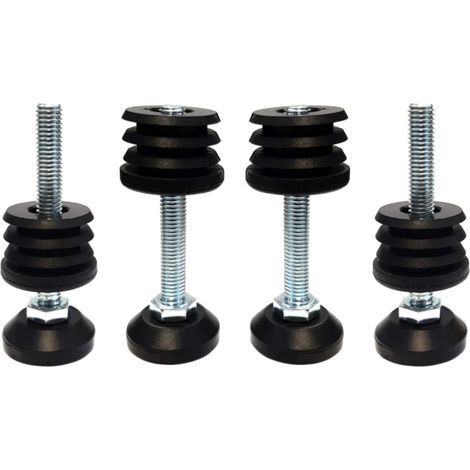 Cyclingcolors – Lot de 4 vérins réglables Ø 30 mm – Charge max 200 kg – Acier zingué et plastique PA – Vis M8x40 mm pour meubles