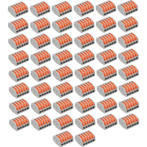 Connecteur Rapide PCT-215, Lot de 50 Bornes Électriques Compactes, Raccord Rapide à Poussoir, Mini Connecteur de Fil, Boîte de Jonction Parallèle pour Câblage (1/5)
