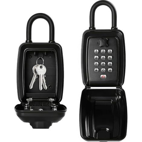 Key Safe Wall Mounted Police Approved,Large Capacity Outdoor Key Lock Box with Resettable 12-Digit Code, with Weatherproof Cover for Outside Home, Garage, Office & School (1/5)