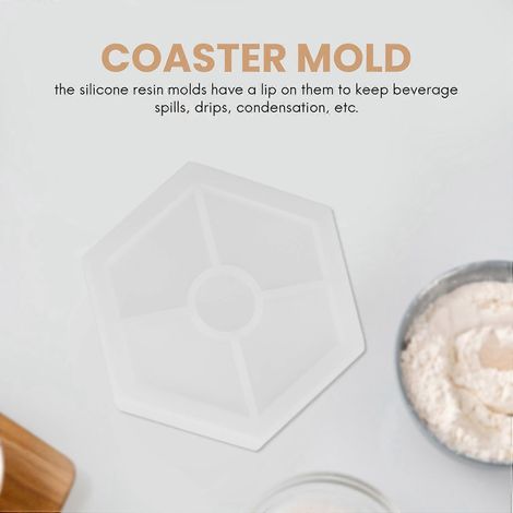 Paquet de 8 moules de dessous de verre hexagonaux en Silicone, moule en résine de Silicone, moules époxy pour le moulage avec de la résine, Conc (1/2)