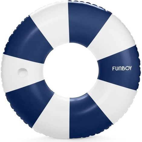 (White) 81cm Vintage Navy Blue Striped Giant Tubular Float, Ideal for Summer Pool Parties, Size L (1/5)