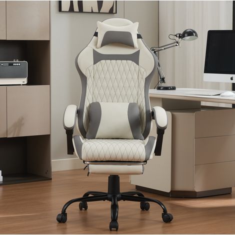 silla gaming ergonómica reclinable con reposapiés PVC OKMYHOME
