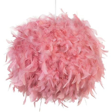 Lampadario in Pelliccia Sintetica Rosa Paralume a Sfera Stile Shaggy Drava