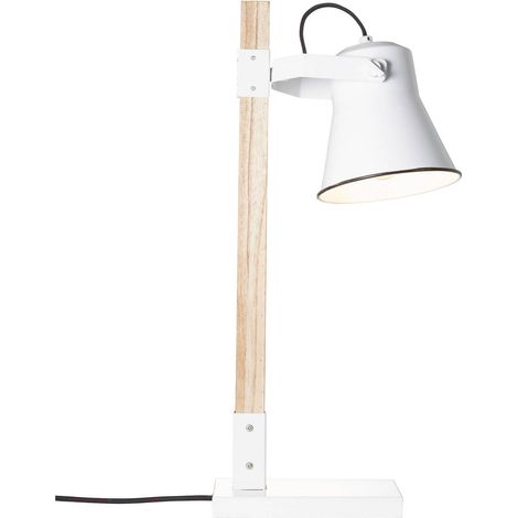 BRILLIANT Lampe Plow Tischleuchte weiß/holz hell 1x A60, E27, 10W, geeignet für Normallampen (nicht enthalten) Mit Schnurzwischenschalter (1/5)