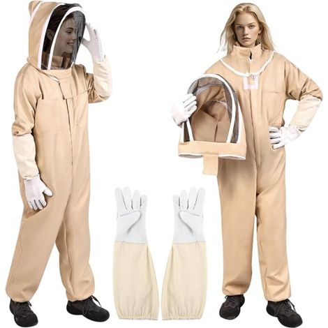 Imkerkostüm, Bienenanzug für Damen und Herren, weicher, leichter Ganzkörperanzug mit belüfteter Kapuze für Garten und Imkerei, Größe XL