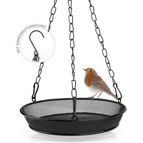 Mangeoire suspendue pour oiseaux - Mangeoire d'extérieur en métal - Diamètre : 18 cm (1/5)