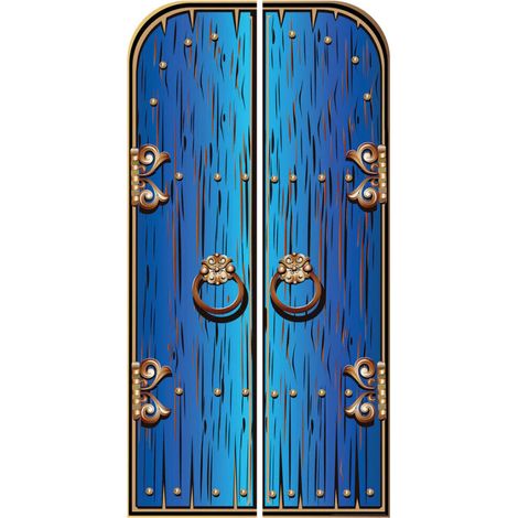 Figurine en carton backdrop Double portes magique bleues Hauteur 191 cm (1/5)