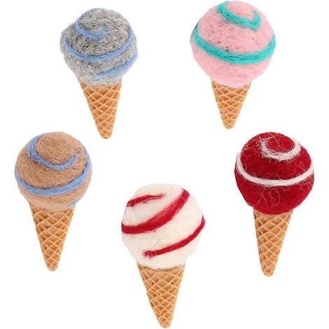 Lot de 5 décorations en feutrine en forme de glace, imitation crème glacée, pour emballage cadeau de Noël (couleur aléatoire)-36.5cm-Random Color (1/3)