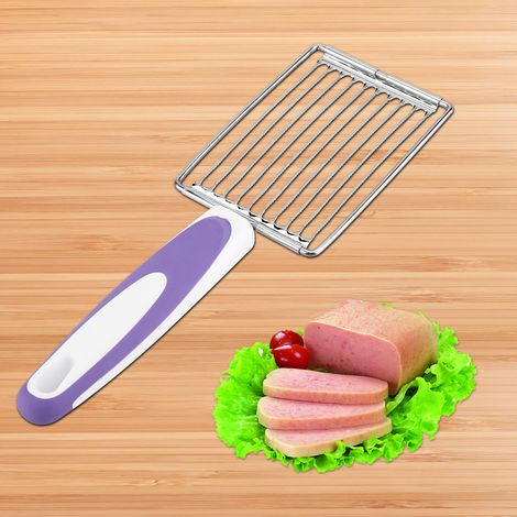 Coupe-viande en acier inoxydable pour jambon, fruits, tomates, aliments mous (violet) (1/5)
