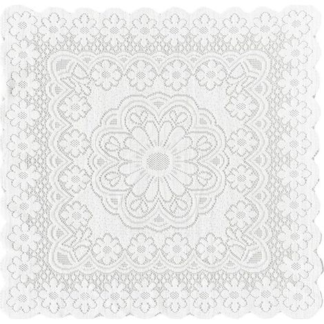 Tovaglia in pizzo, decorazione da tavola in pizzo, decorazione per il tavolo da pranzo, stile romantico, 90 x 90 cm, bianca (1/5)