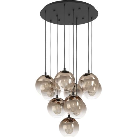 Lampadario Contemporaneo Ariscani 1 Acciaio Nero Rame 10 Luci E27 Ip20 (1/2)