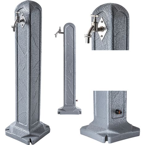KADAX Columna de agua de plástico, Columna de agua de jardín, Columna de agua de jardín, Columna de agua con grifo, Grifo independiente (Granito) (1/5)