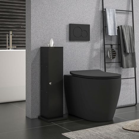 Support papier toilette meuble salle de bain 3 niveaux et sortie papier. pour petits espaces. noir