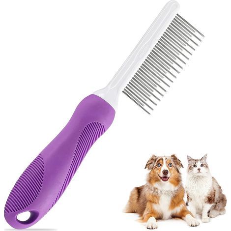 Long bristle brush for cats and dogs, stainless steel comb for detangling dead and matted hair (B)-AquaForge (1/5)
