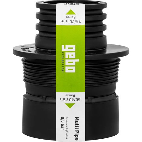Gebo – Raccord d'évacuation PVC 75/70mm – Réduction 50/40mm – Installation horizontale/verticale – Résistant aux UV et lavage haute pression