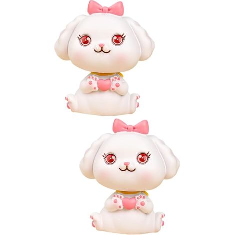 2pièces Figurines Miniatures De Chiens Résine Décoration Animale Secouant La Tête pour Bureau Voiture Et Maison Accessoire Original Et Ludique (1/5)
