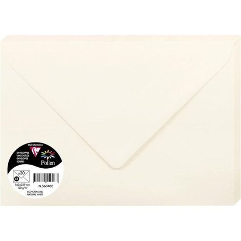 Enveloppes - C5 - 16,2x22,9cm - Pollen - Blanc naturel - 20 unités - Clairefontaine (1/2)