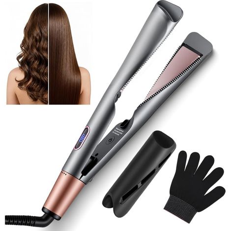 Fer à Lisser Lisseur Boucleur Cheveux 2 En 1, Lisseur à Cheveux Twist Pour Femme, Multistyler Lissage, Tous Types Cheveux, équipé D'un Manchon D'isolation Thermique(100℃-230℃) (1/5)