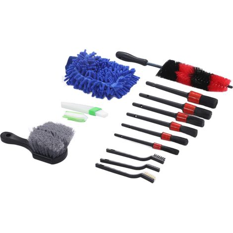 Set de 14 brosses de nettoyage auto universel pour camion vélo roue moteur pot d'échappement, kit complet détaillage intérieur extérieur. (1/5)