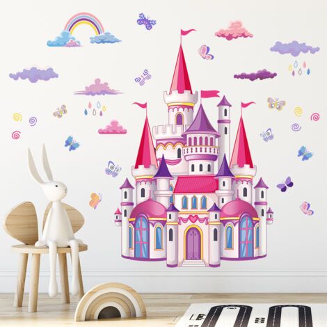 PA Kinder Wandaufkleber Schloss Wandaufkleber Prinzessin Deko Aufkleber Kinderzimmer Mädchen Baby Deko (1/5)