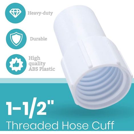 Tuyau d'aspiration fileté de 38 mm avec raccord fileté de 1-1/2 pouce pour kit de tuyau d'aspiration de nettoyeur de piscine manuel