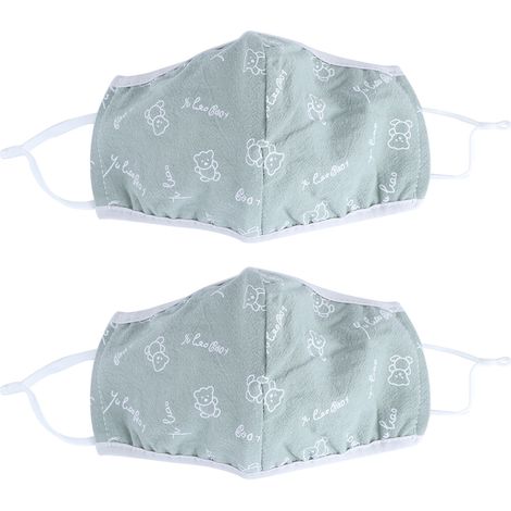 Lot 2 masques réutilisables lavables pour adultes anti-poussière, respirants, bouche-couverture quotidienne, homme femme, motif vert (1/5)