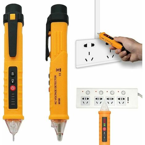 Détecteur de tension, testeur de tension AC 12-1000V, sensibilité réglable, avec lampe de poche et alarme sonore (1/5)