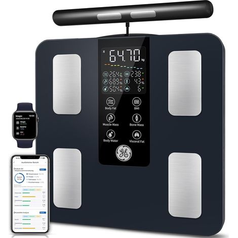 Balance Impedancemetre Connectée, 50 Mesures Affichées 180 kg  8 Electrodes Pese Personne Masse Graisseuse et Muscle IMC Haute Précision (1/5)