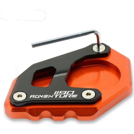 (1190 Adventure) Compatible avec KTM 1050, 1090, 1190 et 1290 Adventure Super/R/T/S (2014-2024) : extension de béquille latérale, plaque de support, support pour béquille agrandie. (1/4)