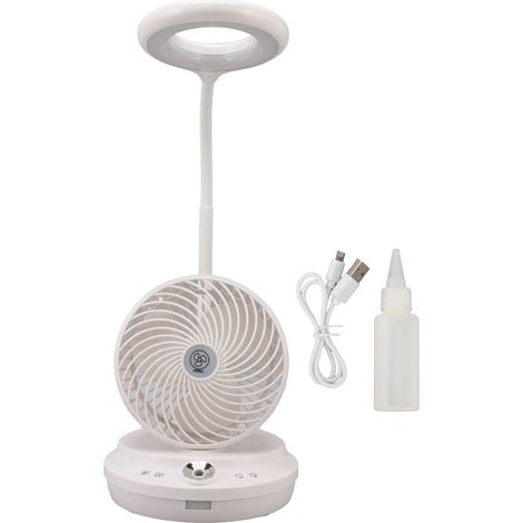 3-in-1 Schreibtischlampe mit Ventilator und Luftbefeuchter, einstellbare Helligkeit und Windgeschwindigkeit, Weiß, 100 ml, für Arbeitszimmer oder Büro (1/5)
