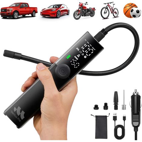 Compresseur Air Portatif, Câble 12V, SUV, 10.3BAR Gonfleur De Pneu, 2X Plus Rapide, Pompe À Air Pour Pneus Voiture, Arrêt Automatique (1/5)