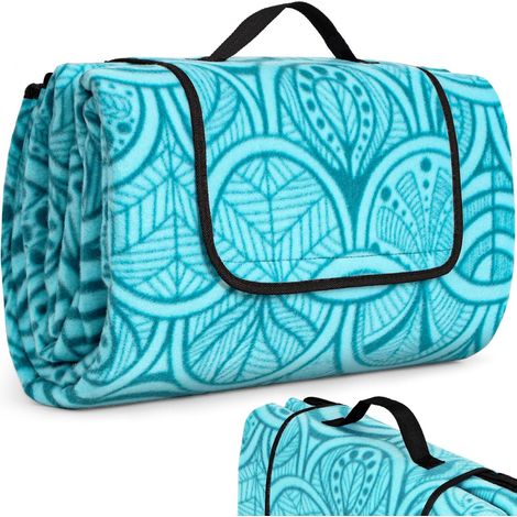 Couverture Pique Nique, 200 x 200 cm Nappe Pique Nique, Tapis Pique Nique Imperméable, Couverture de Tapis de Plage, Natte de Plage 4 à 6 Personnes pour Plage, Camping, Parc, Motif Floral Bleu (1/5)