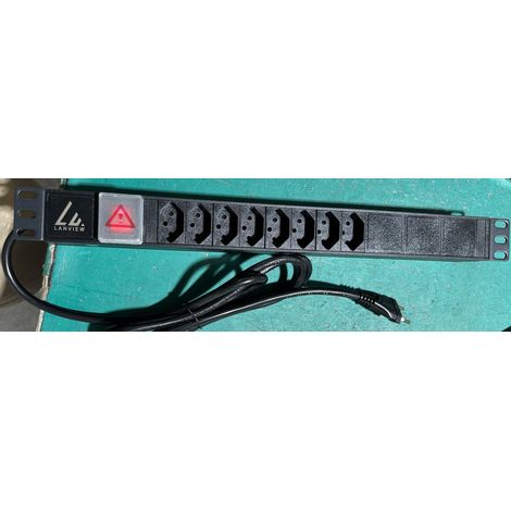 Lanview Steckdosenleiste für 19-Zoll-Rack-Schränke, 8 T13-Steckdosen, 10 A, Schalter, 2 m J-Stecker-Kabel, LVR-2MCH-SW-CH8