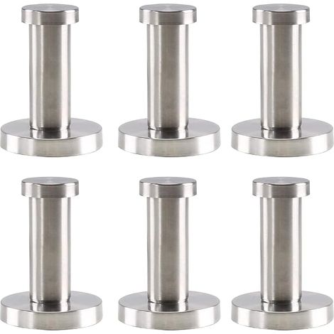SHINING HOUSE Lot de 6 crochets muraux en acier inoxydable ronds argentés, crochets muraux en acier inoxydable pour salle de bain, 52 mm, crochets muraux pour peignoir, serviette, manteau, chambre à c (1/5)