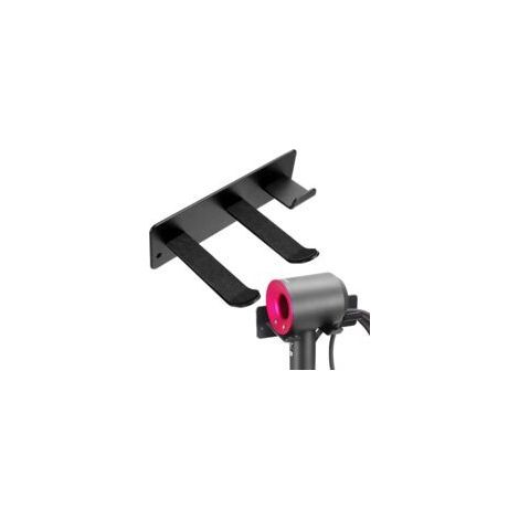 Support mural pour sèche-cheveux, range-cordon, support pour sèche-cheveux, sans perçage, acier inoxydable 304, finition mate (noir) (1/5)