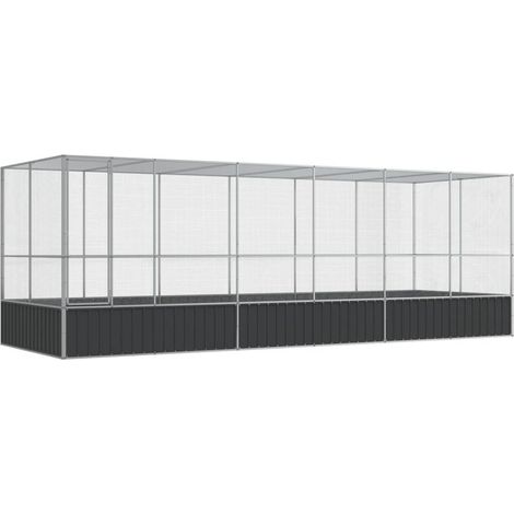 Voliere mit Erweiterung silber 625x207x212 cm Stahl