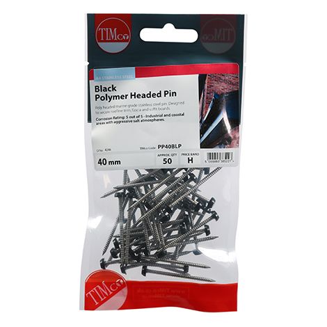 TIMCO Polymer Headed Pins A4 Stainless Steel Black - 40mm