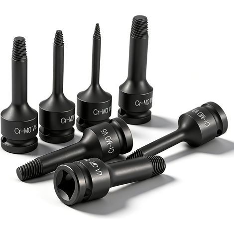 Kit Extracteur De Vis Cassée, 7 Pièces Tourne A Gauche Extracteur De Vis Dénudé, 3-15mm 1/2 Pouce Acier CR-MO Extracteurs De Boulon Pour Enlever Les Boulons CasséS, Vis Endommagées, Goujon Rouillés