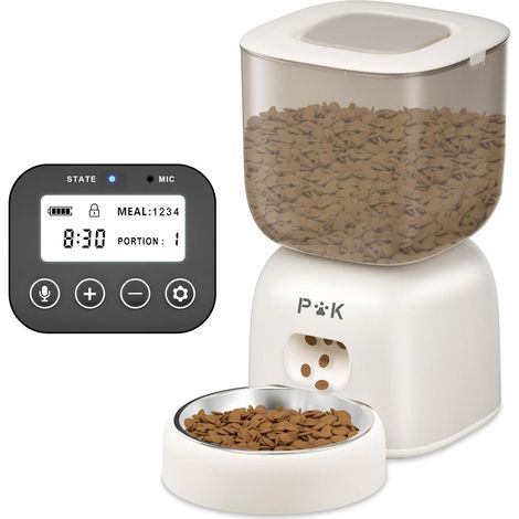 Distributeur Croquettes Chat Automatique 3L, Programmable 1-4 Repas/Jour, Enregistrement Vocal 10s, Batterie Longue Durée 180 Jours, Gamelle Chat Fraîche et Anti-Insectes, Beige