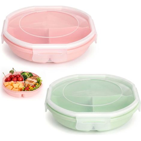 Boite Repas Micro Onde avec Couvercle 2 Pièces Assiette Micro Onde 3 Compartiments Boite Alimentaire Compartimentée Bento Box Lunch Box pour Réchauffer Conserver Meal Prep Sans BPA (1/5)