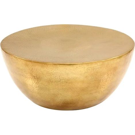 Table Basse en Aluminium Martelé, 70x30 cm, Couleur Laiton (1/5)