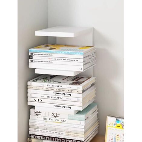 Bibliothèque bibliothèque étagère bibliothèque gain de place maison/bureau magazine/journal/boîte de classement (blanc, 3 couches) (1/4)
