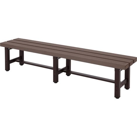 Banc de jardin alu HWC-K60 - banc banc de parc banc de balcon - résistant aux intempéries WPC 180cm - brun (1/5)
