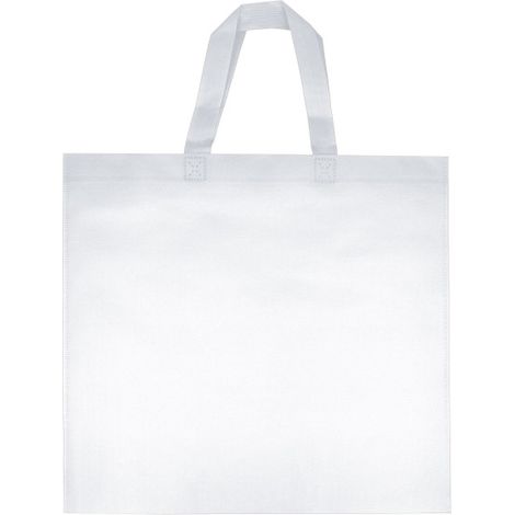 Bolsa fabricada en material no tejido (TNT), plana y cuadrada con asas cortas CHARLOTTE  Blanco