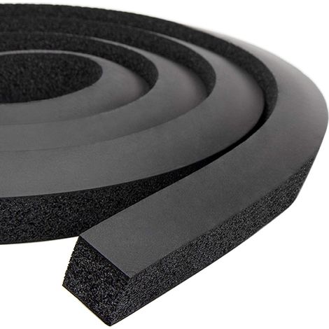 Bande isolante en mousse pour climatiseur de fenêtre, sans colle, ruban d'étanchéité en mousse épaisse avec haute résilience (2,5 x 2,5 cm, noir) (1/5)