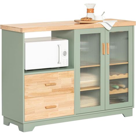SoBuy Sideboard with 2 Glass Doors Microwave Oven Cabinet,FSB81-GR