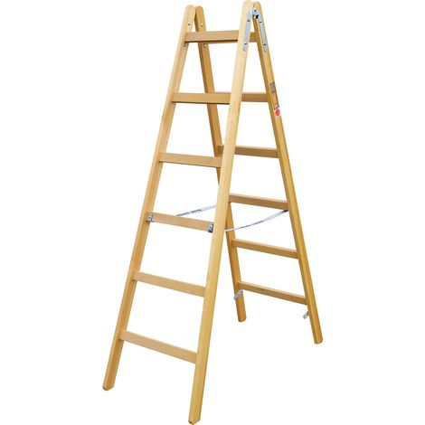 Iller Holz Stehleiter Classic mit Eimerhaken 2x10 Sprossen